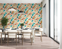 Whimsical Retro Space Age Pattern for Kids Wallpaper⁠