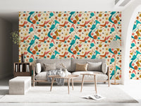 Whimsical Retro Space Age Pattern for Kids Wallpaper⁠