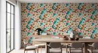 Whimsical Retro Space Age Pattern for Kids Wallpaper⁠