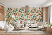 Whimsical Retro Space Age Pattern for Kids Wallpaper⁠