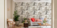 Misty Forest Watercolor Tree Mural Wallpaper⁠
