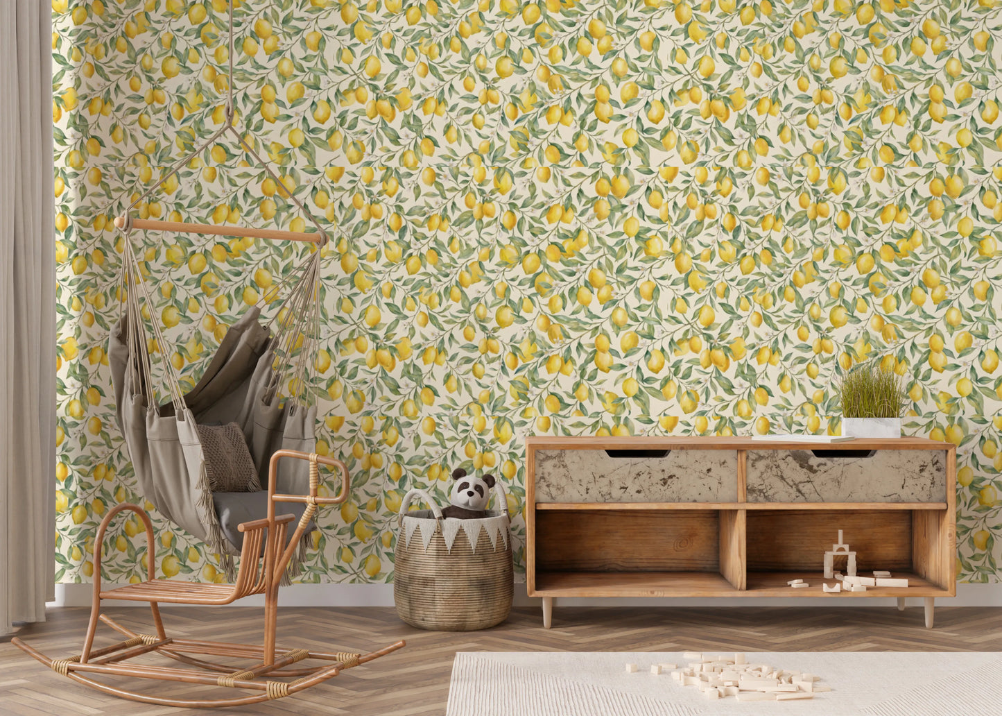 Sun-Kissed Lemon Orchard Botanical Wall Decor Wallpaper⁠