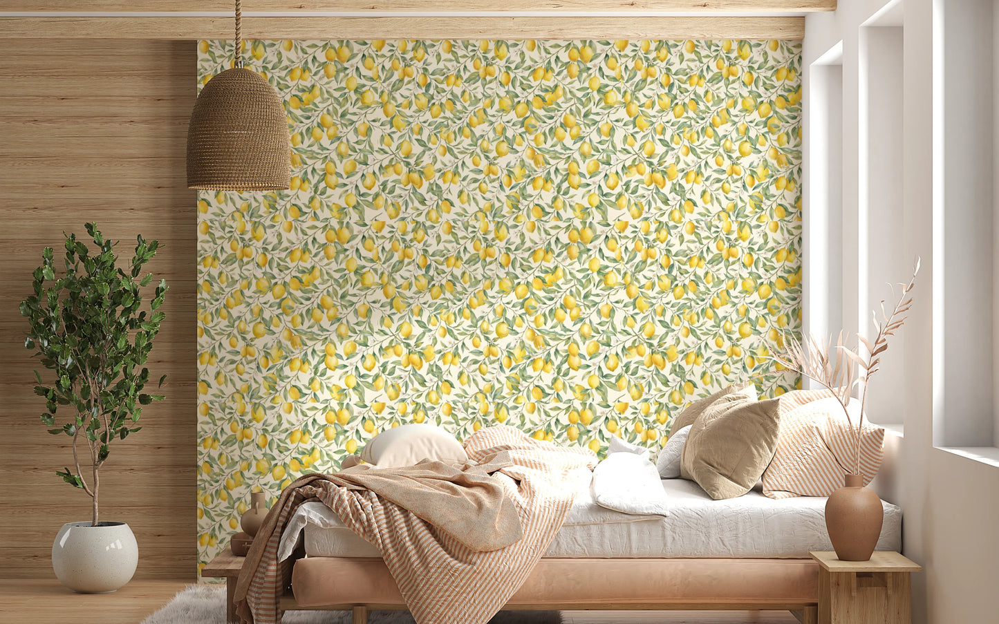 Sun-Kissed Lemon Orchard Botanical Wall Decor Wallpaper⁠