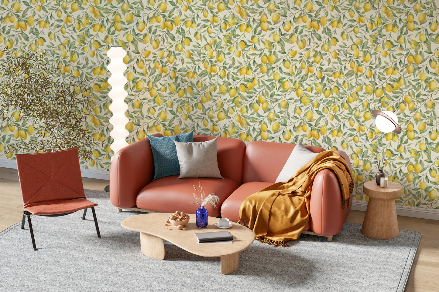 Sun-Kissed Lemon Orchard Botanical Wall Decor Wallpaper⁠