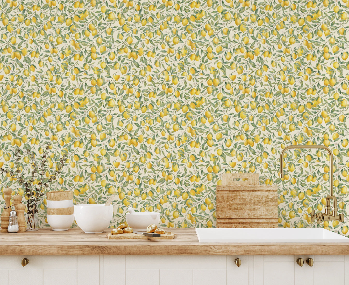 Sun-Kissed Lemon Orchard Botanical Wall Decor Wallpaper⁠