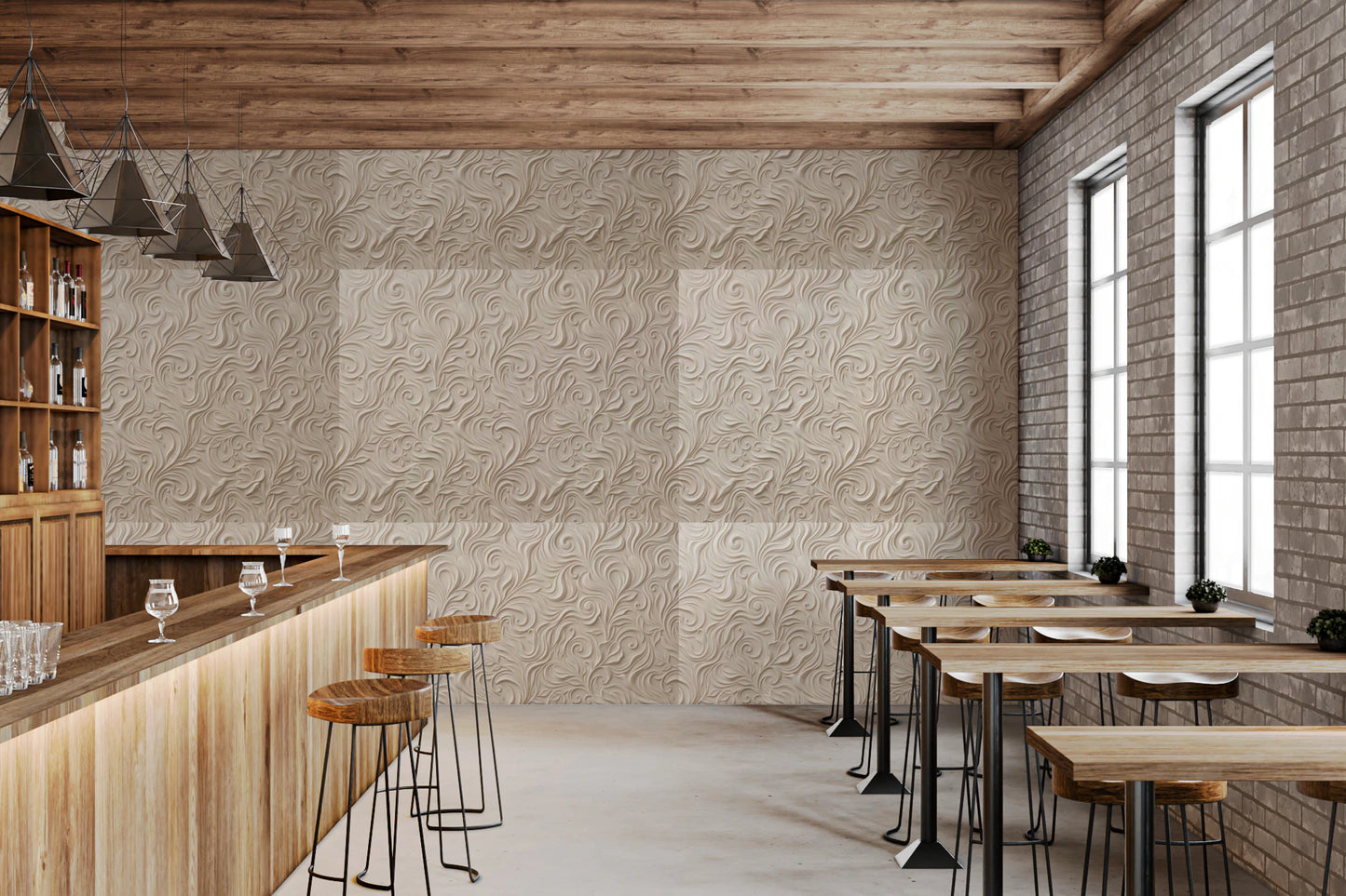 Elegant Cream Swirls Embossed Pattern Wallpaper Wallpaper⁠
