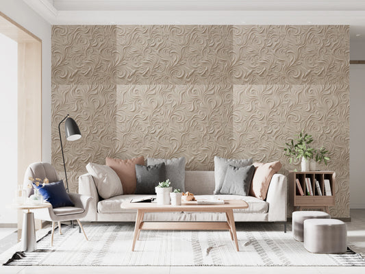 Elegant Cream Swirls Embossed Pattern Wallpaper Wallpaper⁠
