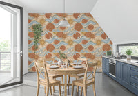 Celestial Sun and Swirling Sea Boho Wallpaper Wallpaper⁠