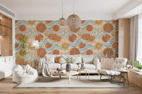 Celestial Sun and Swirling Sea Boho Wallpaper Wallpaper⁠