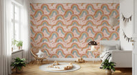 Arched Rainbows and Dandelion Garden Design Wallpaper⁠