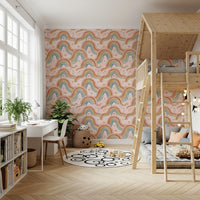 Arched Rainbows and Dandelion Garden Design Wallpaper⁠