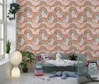 Arched Rainbows and Dandelion Garden Design Wallpaper⁠