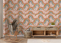 Arched Rainbows and Dandelion Garden Design Wallpaper⁠