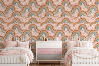 Arched Rainbows and Dandelion Garden Design Wallpaper⁠