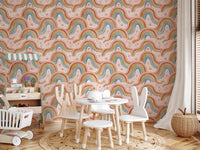 Arched Rainbows and Dandelion Garden Design Wallpaper⁠