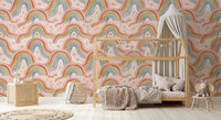 Arched Rainbows and Dandelion Garden Design Wallpaper⁠