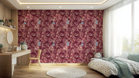 Enchanted Jungle Mermaid and Tiger Floral Tapestry Wallpaper⁠