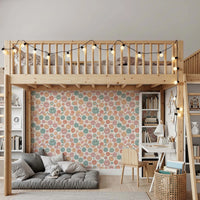 Whimsical Happy Faces and Flower Patterned Decor Wallpaper⁠