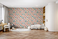 Whimsical Happy Faces and Flower Patterned Decor Wallpaper⁠
