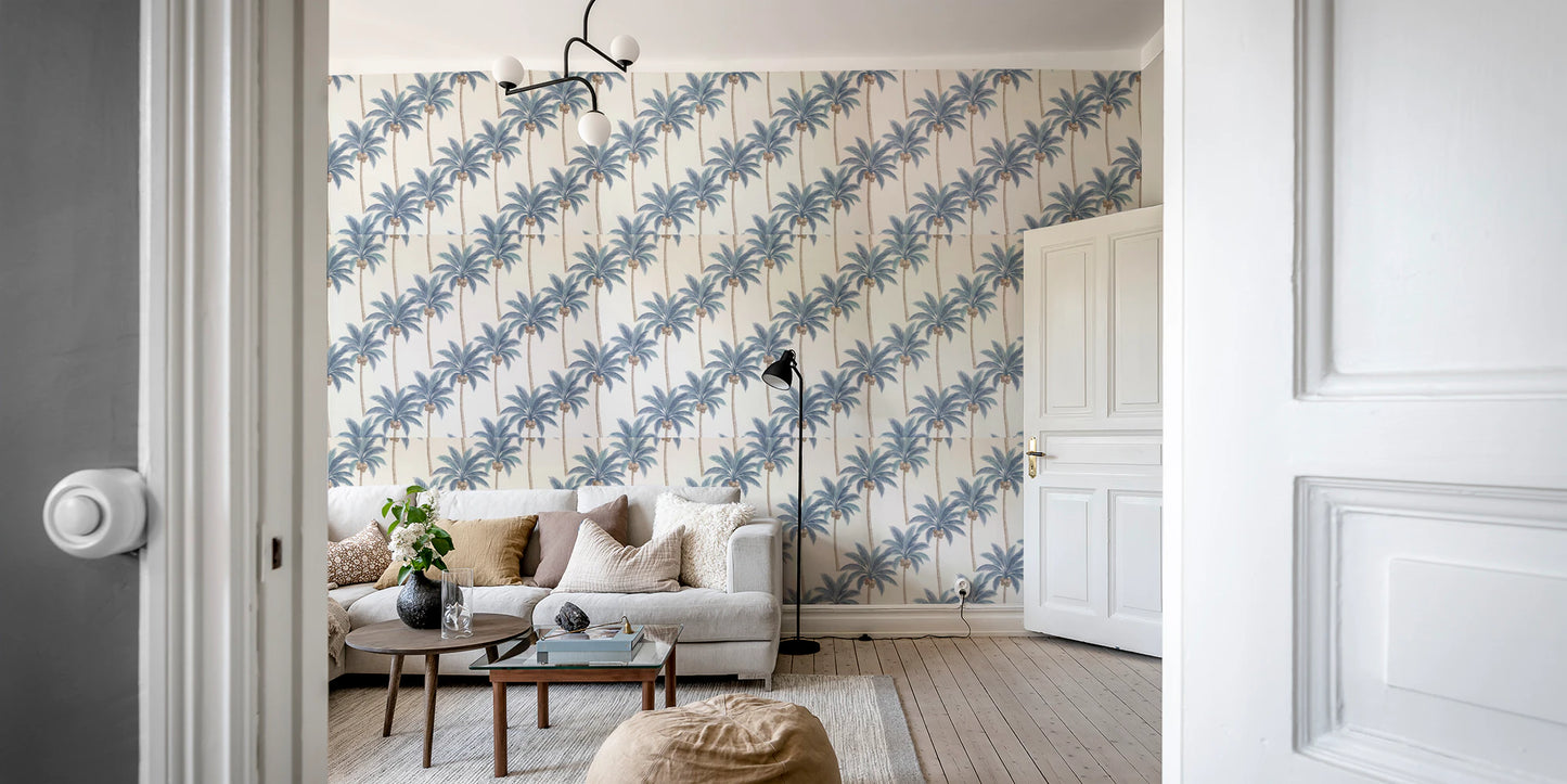 Elegant Blue Tropical Palm Tree Garden Wallpaper Wallpaper⁠