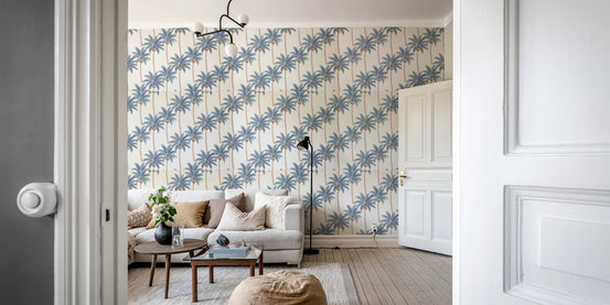 Elegant Blue Tropical Palm Tree Garden Wallpaper Wallpaper⁠
