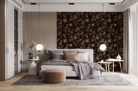 Fall Floral - Brown Beige Wallpaper⁠