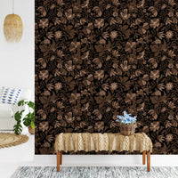Fall Floral - Brown Beige Wallpaper⁠