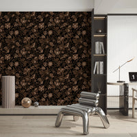 Fall Floral - Brown Beige Wallpaper⁠