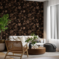 Fall Floral - Brown Beige Wallpaper⁠