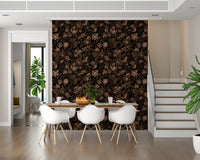 Fall Floral - Brown Beige Wallpaper⁠