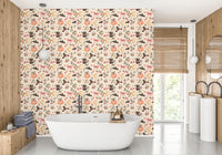 Cute Spooky Halloween Ghosts and Cats Pattern Wallpaper⁠