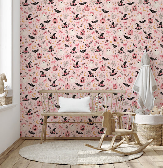 Cute Kawaii Halloween Pastel Pink  Wallpaper⁠