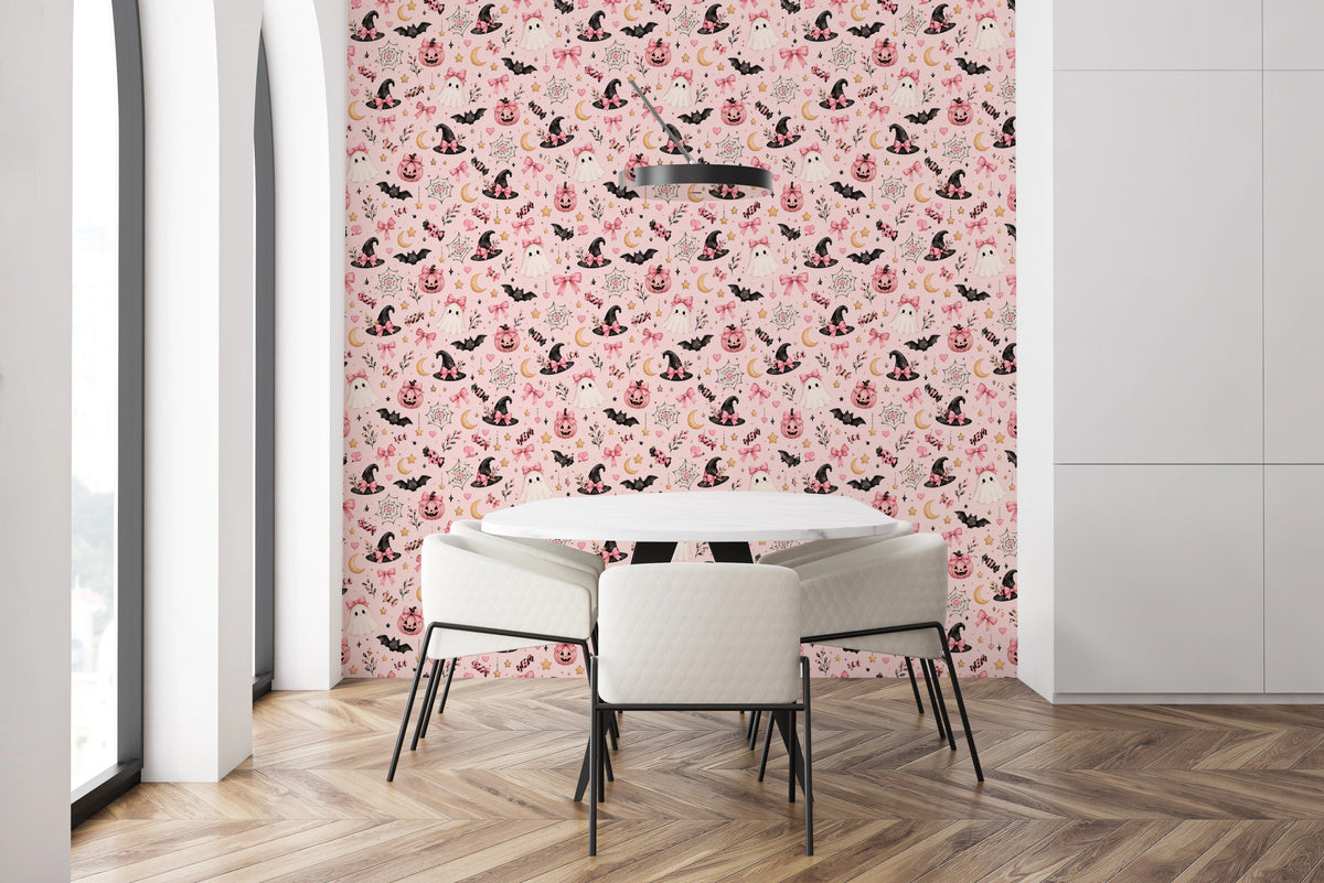 Cute Kawaii Halloween Pastel Pink  Wallpaper⁠