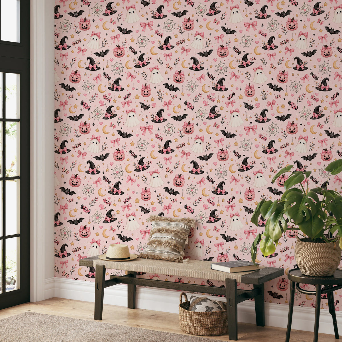 Cute Kawaii Halloween Pastel Pink  Wallpaper⁠