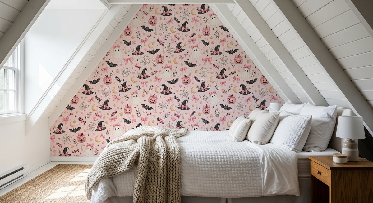 Cute Kawaii Halloween Pastel Pink  Wallpaper⁠