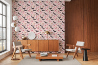 Cute Kawaii Bat and Pink Bow Pattern Wallpaper⁠