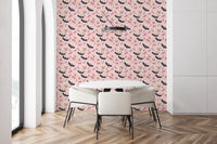 Cute Kawaii Bat and Pink Bow Pattern Wallpaper⁠