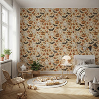 Spooky Halloween Ghost and Pumpkin Pattern Wallpaper⁠