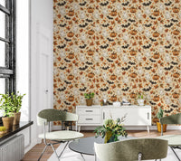 Spooky Halloween Ghost and Pumpkin Pattern Wallpaper⁠