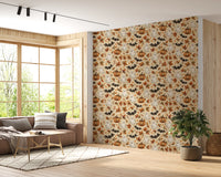 Spooky Halloween Ghost and Pumpkin Pattern Wallpaper⁠