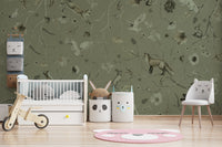 Sage Green Woodland Whisper Wall Mural