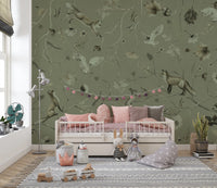 Sage Green Woodland Whisper Wall Mural