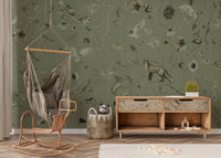Sage Green Woodland Whisper Wall Mural