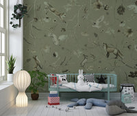 Sage Green Woodland Whisper Wall Mural