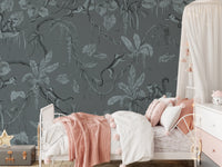 Jungle Sketch - Blue Serenity Wall Mural