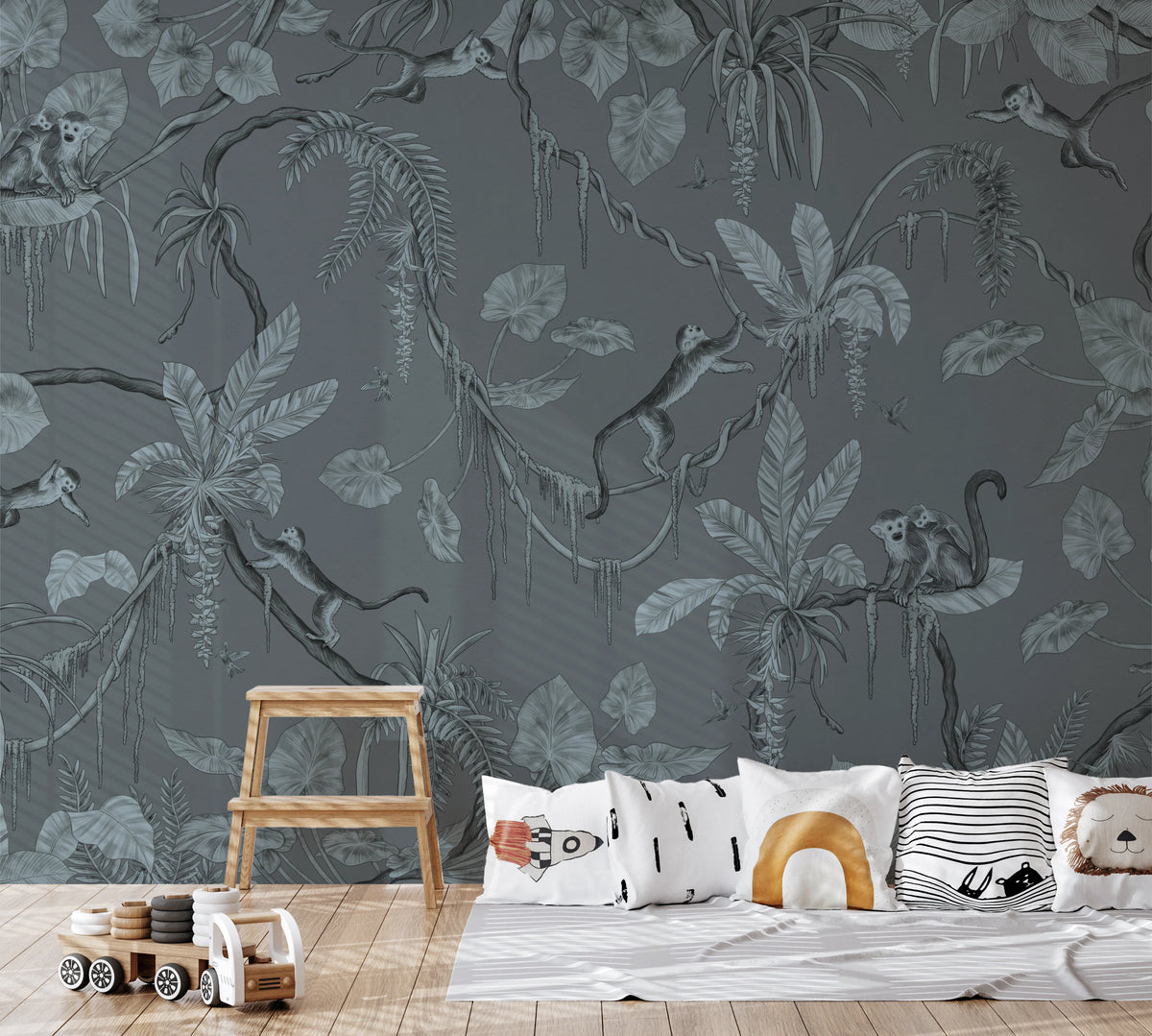 Jungle Sketch - Blue Serenity Wall Mural