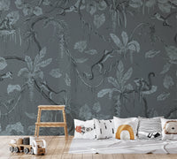 Jungle Sketch - Blue Serenity Wall Mural