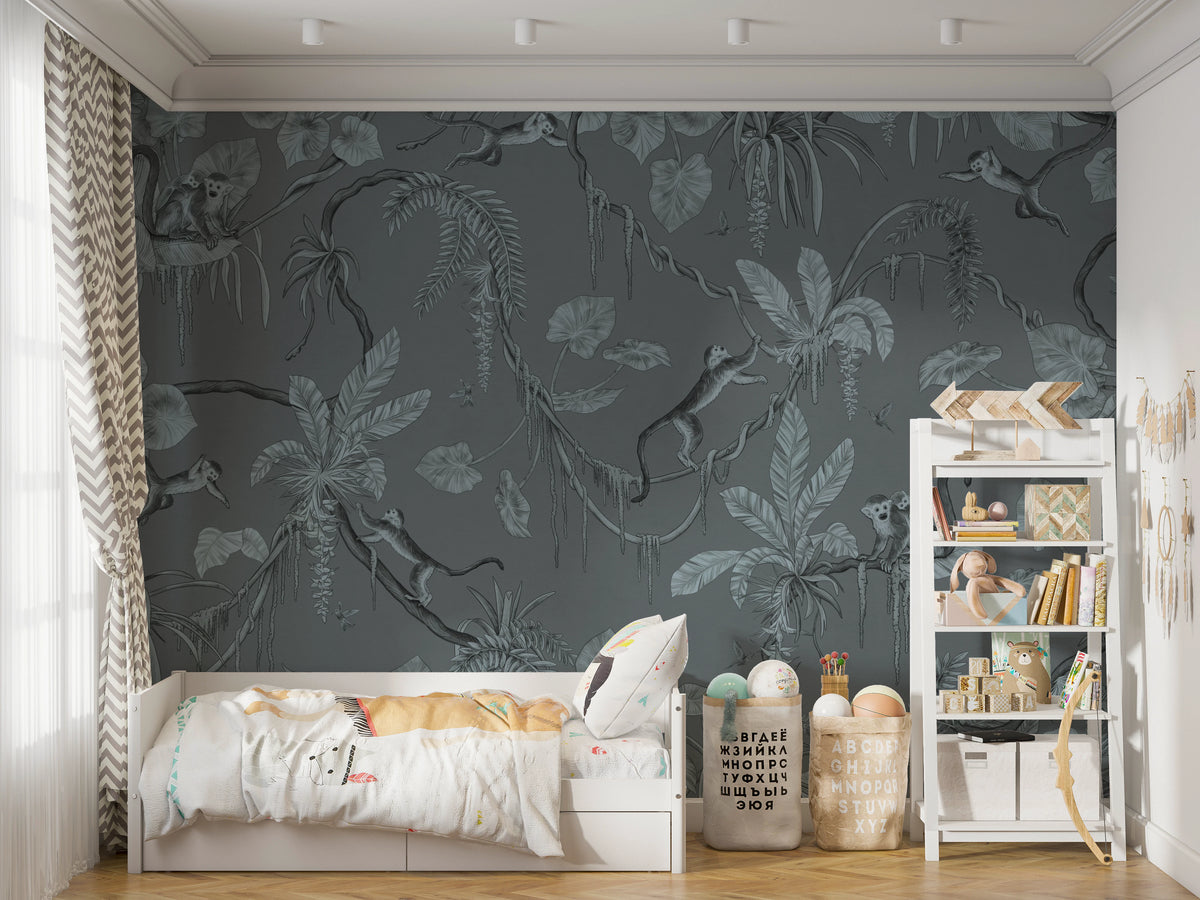 Jungle Sketch - Blue Serenity Wall Mural