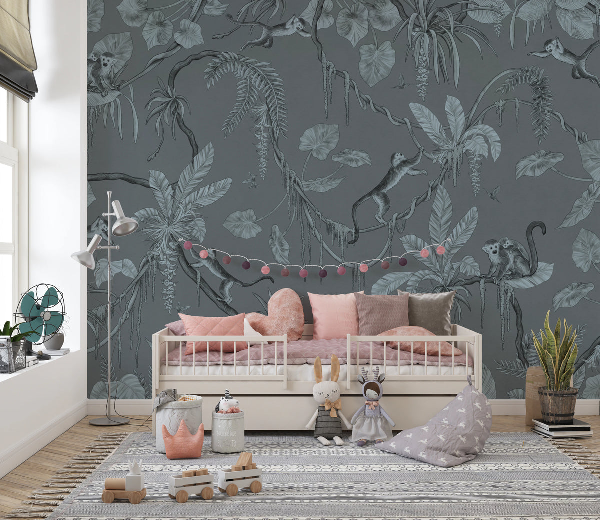 Jungle Sketch - Blue Serenity Wall Mural