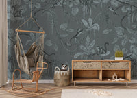 Jungle Sketch - Blue Serenity Wall Mural